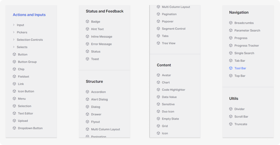 Component library categories