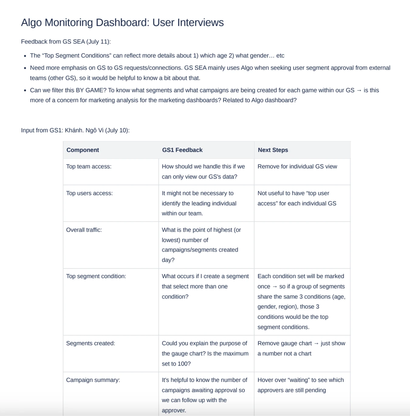 User Interview Summary